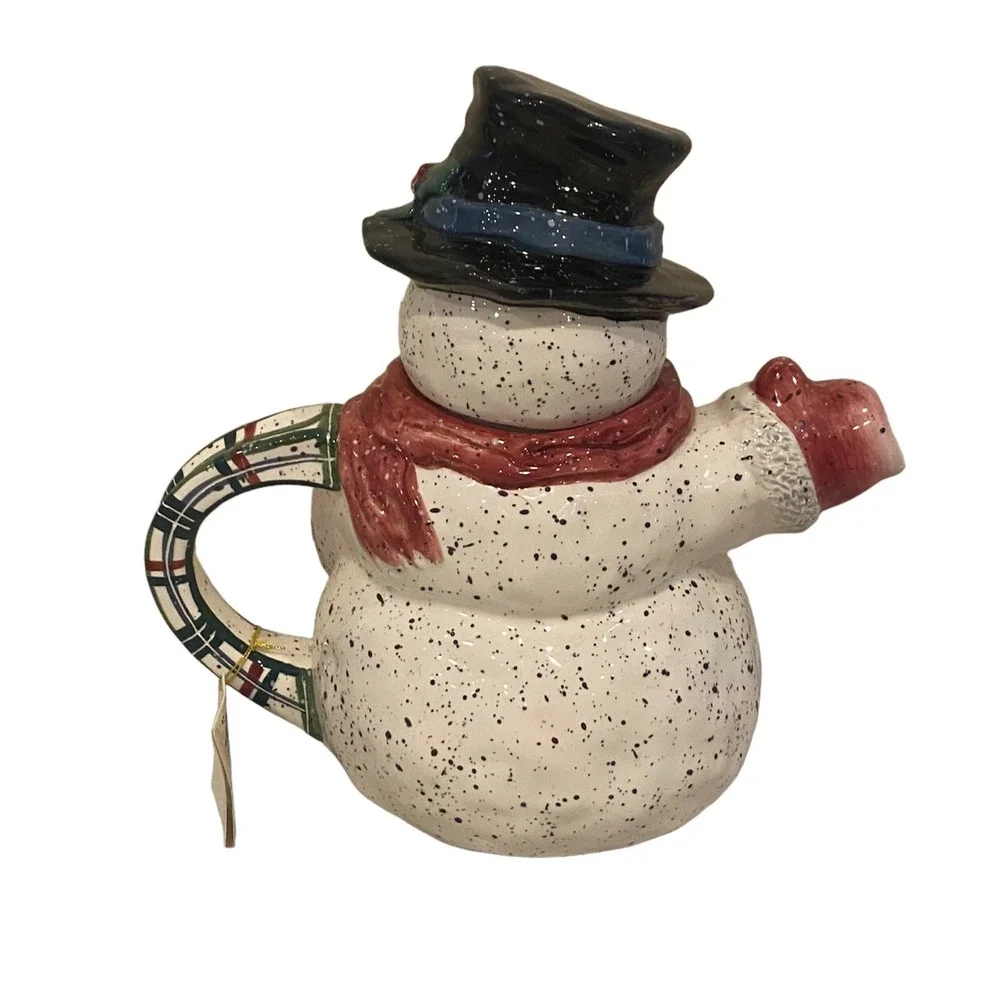 Vintage 1998 Julie Ueland by Enesco Winter Christmas Adorable‎ Snowman Teapot